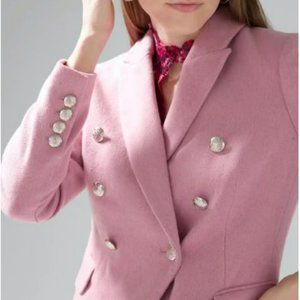 WHBM Pink Double Breasted Wool Blazer